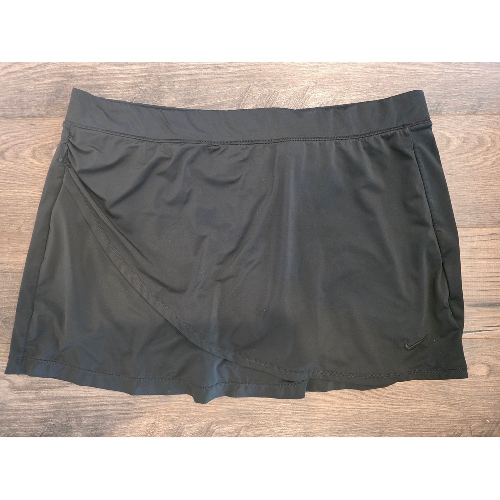 Women's sz M Nike Fit Dry Black Athletic Tennis Skort Wrap Front Summer - Picture 6 of 11